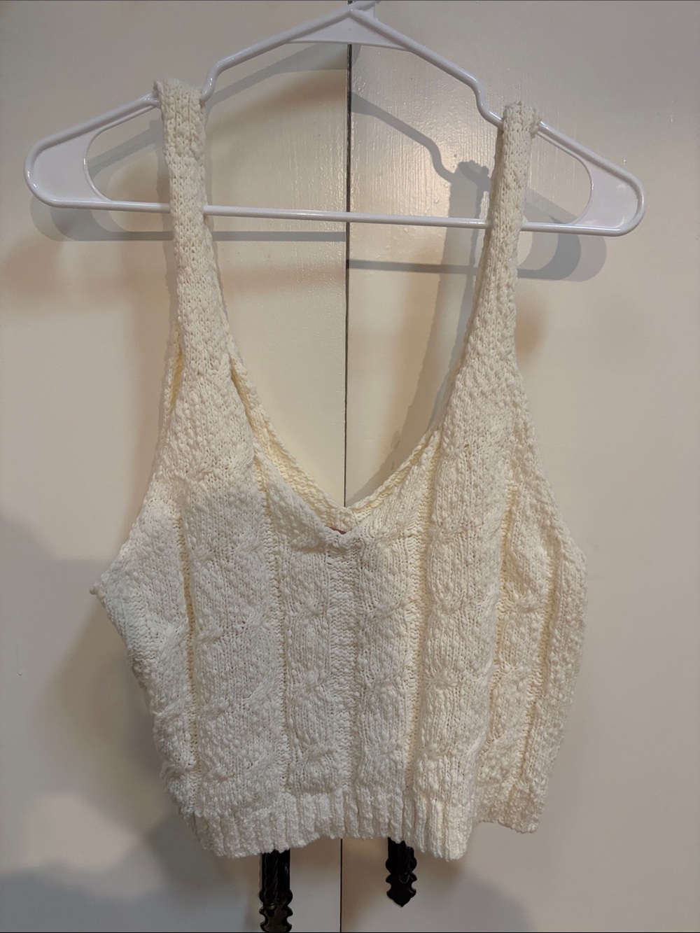 Show Me Your Mumu Ivory Cable Knit Cropped Tank